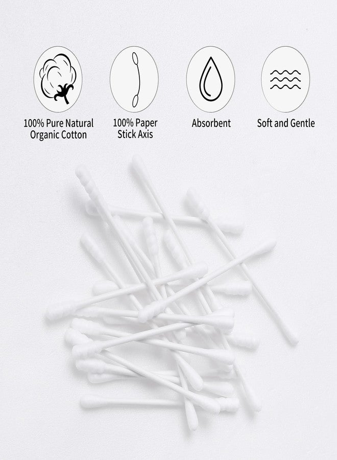 HOMEFOX Cotton Swabs Spiral - 800 Count Organic Cotton Buds Double Side Tightly Wrapped Cotton Tips Paper Stick Soft Gentle Lint-Free Cruelty-Free, Round & Spiral (White) - Image 5